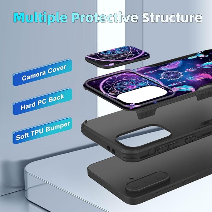 for Galaxy A36 5G/A56 5G Case Built in Slide Camera Lens Cover,Heavy Duty Shockproof Protection Dual Layer Case for Samsung Galaxy A36 5G/A56 5G 6.7" 2025,Butterfly Dream Catcher