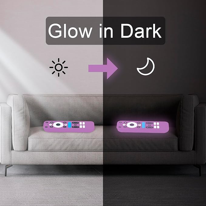 Luminous Purple Remote Case Fit for 2025 Onn Google TV Box 4K pro Remote Lightweight Anti-Slip Skin-Friendly Silicone Skin Sleeve