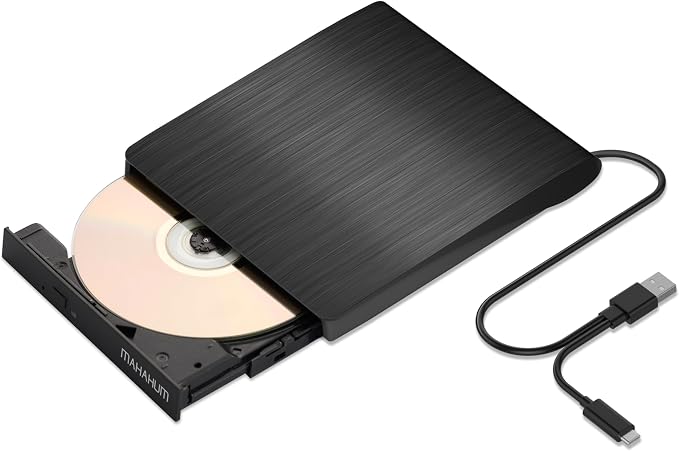 External CD/DVD +/-RW Drive for Laptop, USB 3.0 & USB-C Portable CD DVD Writer Burner Reader, Ultra-Slim External DVD Drive Compatible with PC, MacBook Pro/Air, Windows 11/10/8/7, Linux(Black) - Image 8