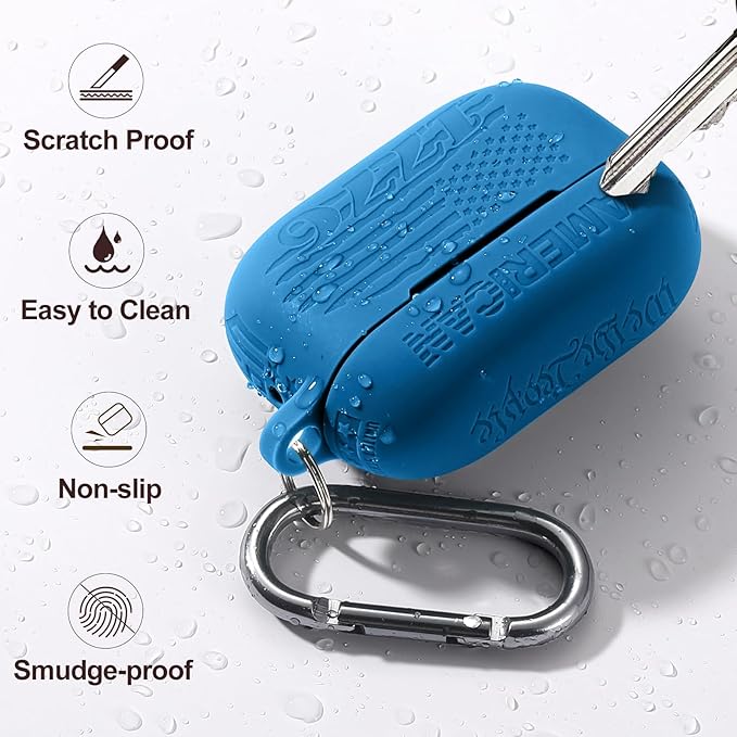 USA Flag Engraving Compatible for Airpods Pro 2nd Generation Case with Airpods Pro 2 Case Cover/Pro Case Cover,Soft Silicone for Airpods Pro 2nd Generation,Front LED Visible