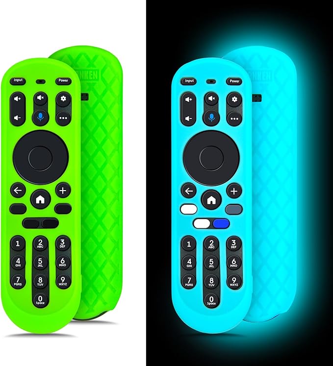 PZL 2 Pack Glow Silicone Case for Xumo TV Remote 764f0000100, CP-RC1NA-23, MG3-R34010, Cover for Pioneer Xfinity Element Spectrum Remote Control (Green+Blue)