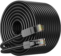 Cat 6 Ethernet Cable 200 ft, Indoor/Outdoor 26awg UTP High Speed 10Gbps Internet Cable, Black RJ45 LAN Patch Cables, Ethernet Cord Suitable for Games, Computers, Televisions, Routers, Printers