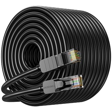 Cat 6 Ethernet Cable 200 ft, Indoor/Outdoor 26awg UTP High Speed 10Gbps Internet Cable, Black RJ45 LAN Patch Cables, Ethernet Cord Suitable for Games, Computers, Televisions, Routers, Printers