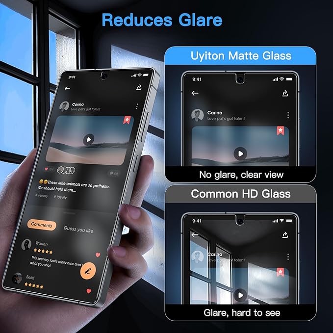 Uyiton for Samsung Galaxy S25 Ultra Matte Privacy Screen Protector - Anti-Fingerprint Anti-Spy Shatterproof Full Coverage Case Friendly 9H Tempered Glass Screen Cover, 2 Pack