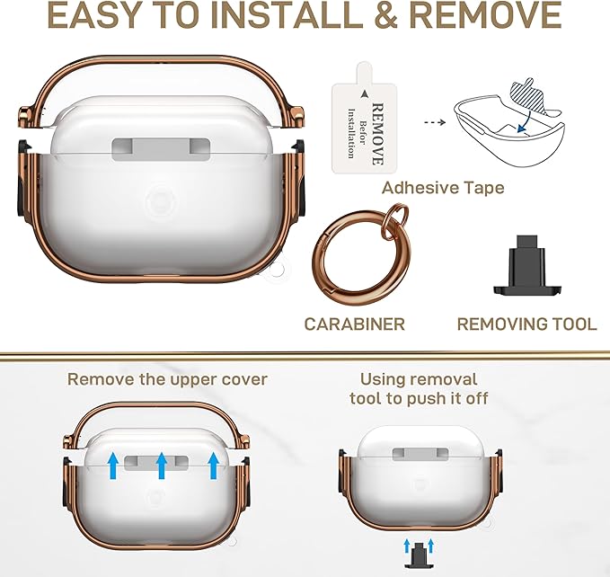 Maxjoy for AirPods Pro 2nd/1st Generation Case with Lock, Clear AirPods Pro 2 Case Lock Protective Hard AirPod Pro Cover for Women Men with Keychain for Airpod Pro (2023/2022/2019), Transparent