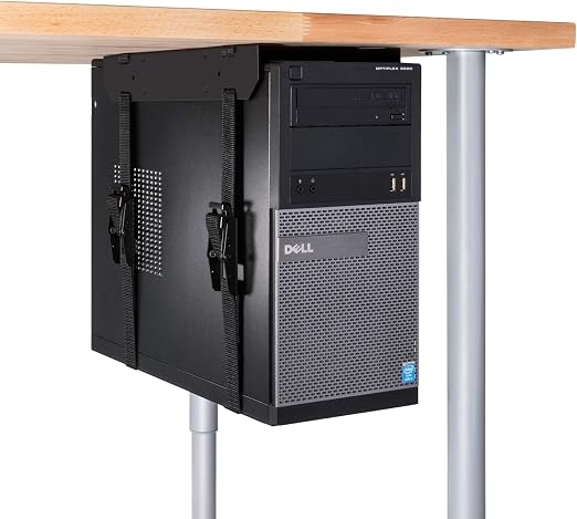 Penn Elcom Under-Desk Computer Mount, Adjustable Straps Fit up to 71 Inches - PC Tower Holder