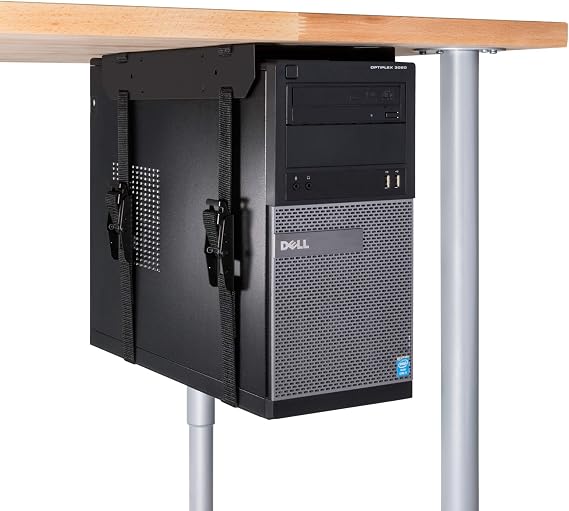 Penn Elcom Under-Desk Computer Mount, Adjustable Straps Fit up to 71 Inches - PC Tower Holder