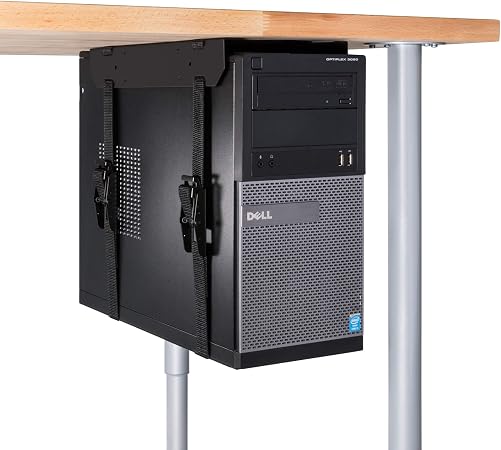 Penn Elcom Under-Desk Computer Mount, Adjustable Straps Fit up to 71 Inches - PC Tower Holder
