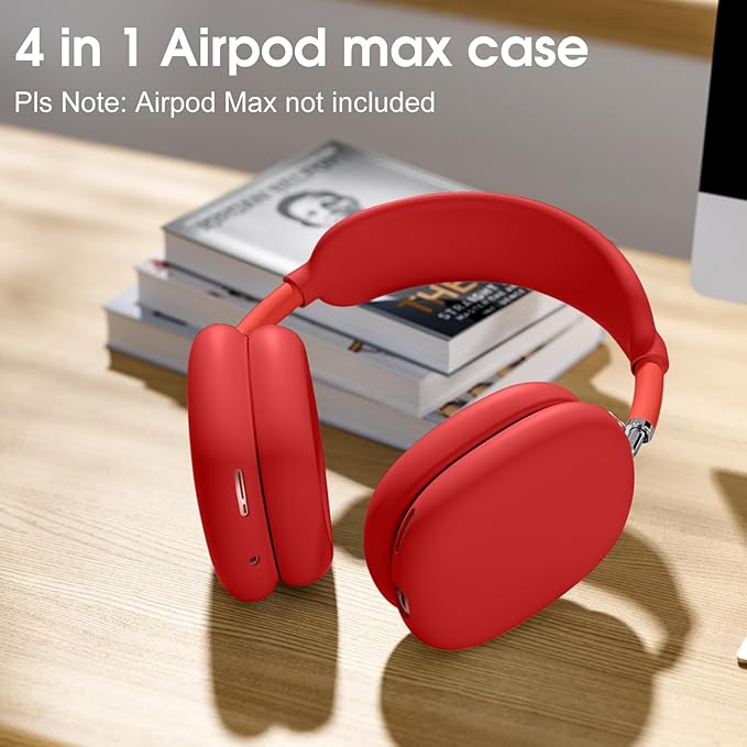 Lerobo for AirPods Max Case Cover, Anti-Scratch Ear Pad Case Cover/Ear Cups Cover/Headband Cover for AirPods Max Headphones, Soft Silicone Skin Protector ccessories(Crimson)