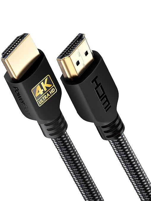 PowerBear 4K HDMI Cable 1 ft | Short Hdmi Cable, Braided Nylon & Gold Connectors, 4K @ 60Hz, Ultra HD, 2K, 1080P, ARC & CL3 Rated | for Laptop, Monitor, PS5, PS4, Xbox One, Fire TV, Apple TV & More