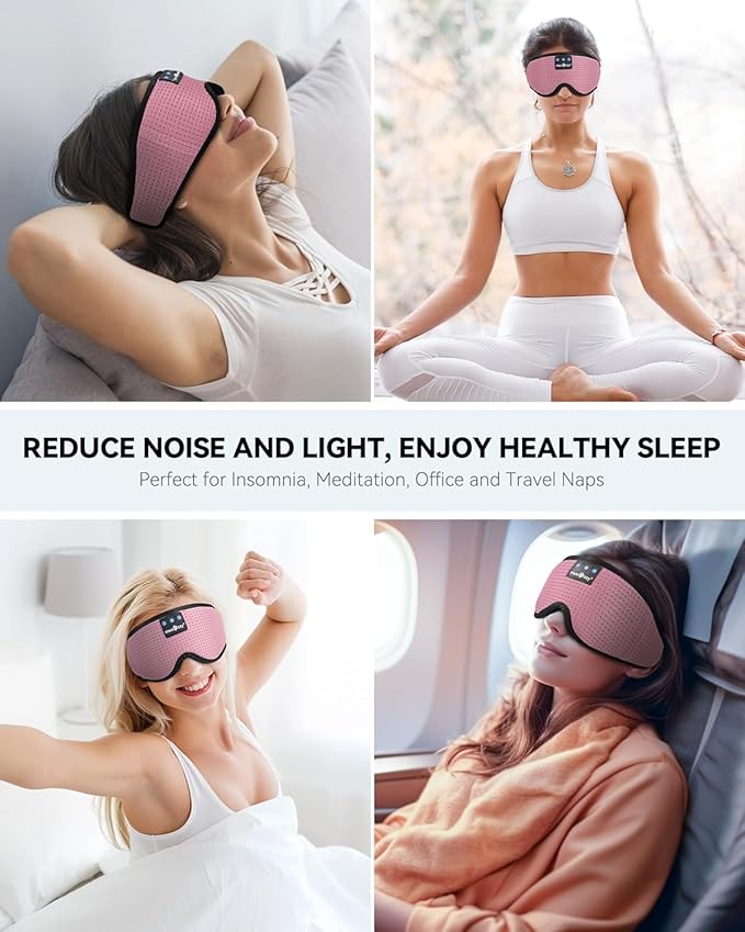 MUSICOZY Sleep Headphones Breathable Bluetooth 5.4 Headband 3D Sleeping Headphones, Wireless Eye Mask Sleep Earbuds for Side Sleeper Women Office Air Travel Cool Tech Gadgets Unique Gifts