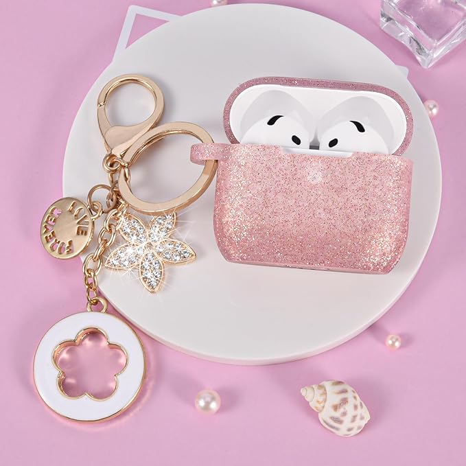 Case for Apple Airpods 4 - VISOOM Airpods 4 Cases 2024 Cover Women Anti-Drop Silicone iPods 4 Earbuds Wireless Accessorie Charging Cases Girl Bling Keychain for Airpod iPods 4th Generation
