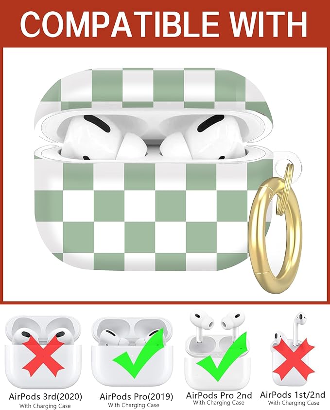 Compatible with Airpod Pro 2nd/1st Generation,360° Full Protection Cover for Girl Women,Cute Accessories Hard Case Portable & Shockproof for Airpod Pro 2nd Charging Case 2023/2022/2019(Sage Green)