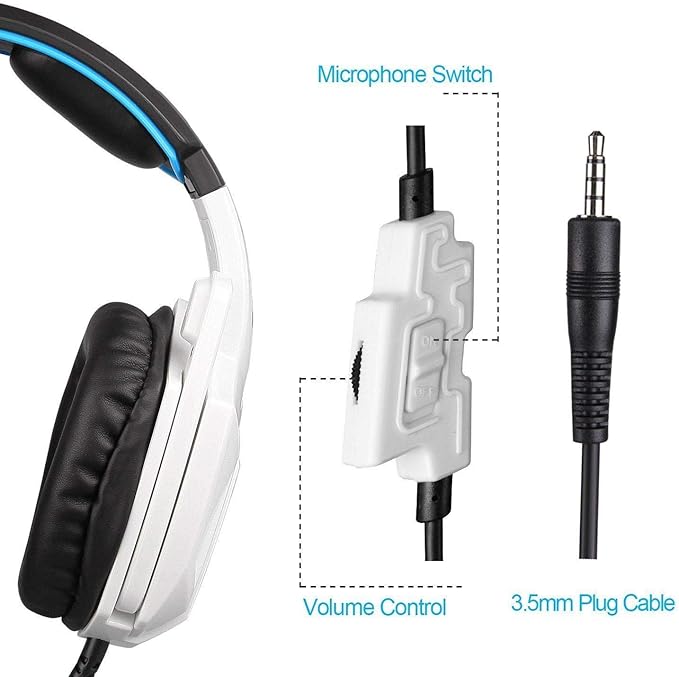 Anivia Computer Headset Headphones, 3.5mm Wired Over Ear Stereo Gaming Headsets with Microphone