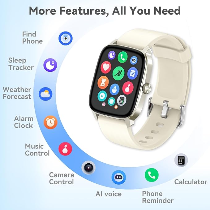 Pedometer Watch for Men Women Android & iPhone, 1.85" Retina Display with Answer/Make Calls, Smart Watch with Pedometer, Calories & Step Counter, Waterproof Heart Rate/Sleep/SpO2 Monitor