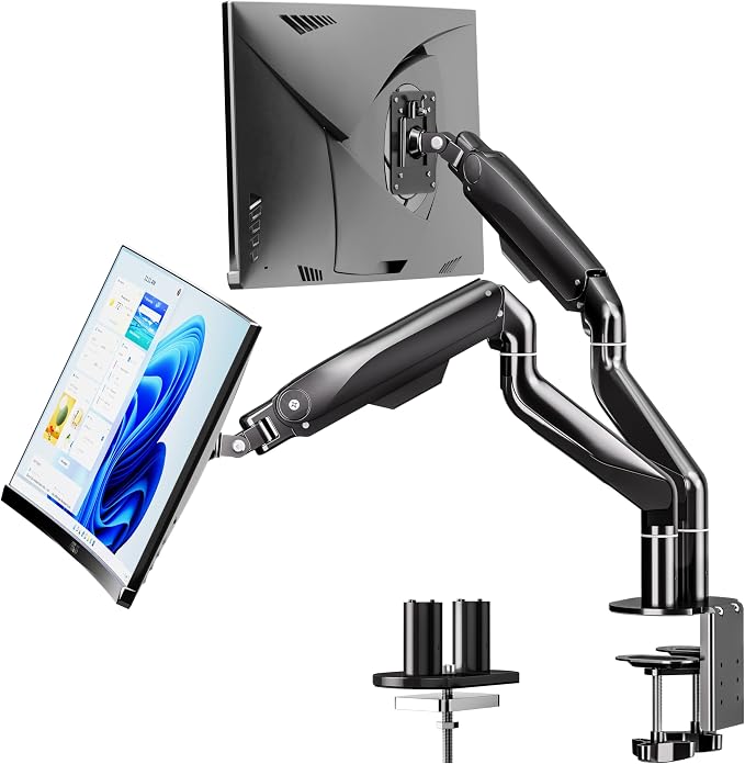 BIZUM Dual Monitor Stand for 17″-42", Heavy Duty Ultrawide Monitor Arm Dual-Monitor Mount VESA Mount with Clamp/Grommet Base, Holds 33.1lbs per Arm, Black