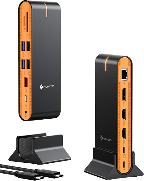 NOVOO 15 in 1 Laptop Docking Station Dual Monitor, 8K DP & Dual 4K HDMI - Image 5