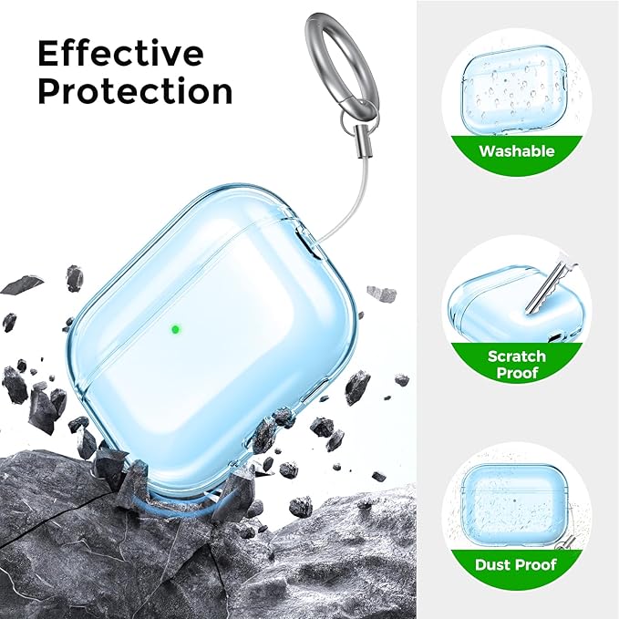 AhaStyle Clear Airpods Pro 3 Case Cover 2025 [Anti-Yellowing] Soft TPU Protective Skin for Apple AirPods Pro 3rd Generation Case with Cleaner Kit Support USB-C Charging Case and Wireless Charging