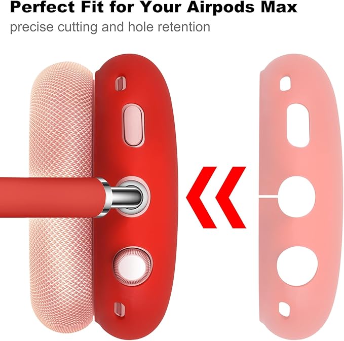 Case for Airpods Max Headphones, Ear Pad Cases Cover/Ear Cups Cover/Headband Cover for AirPods Max (USB-C/Lightning)(2024/2020), Silicone for Airpod Max, Accessories Cass(Red)