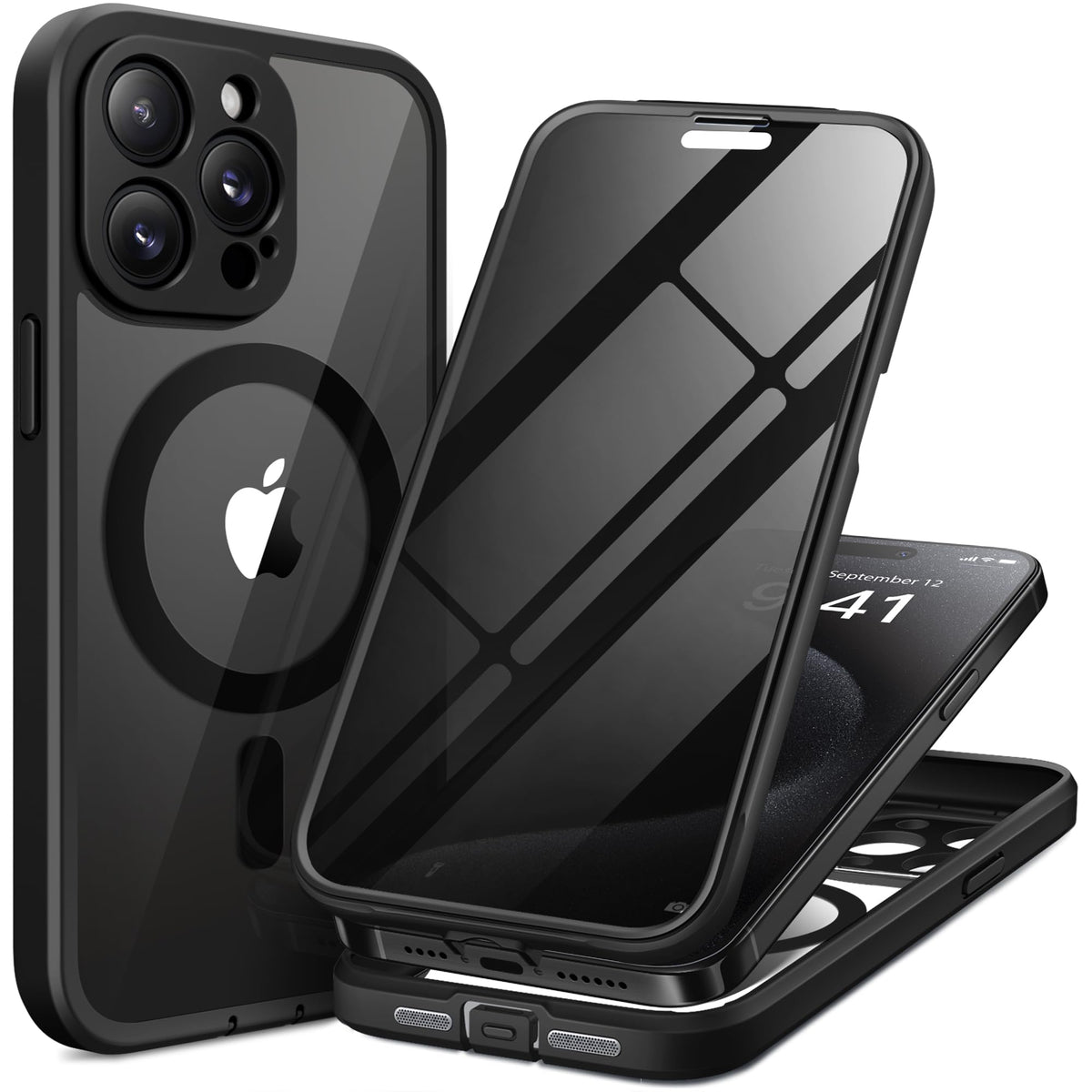 TIESZEN for iPhone 15 Pro Case, Compatible with MagSafe, Black