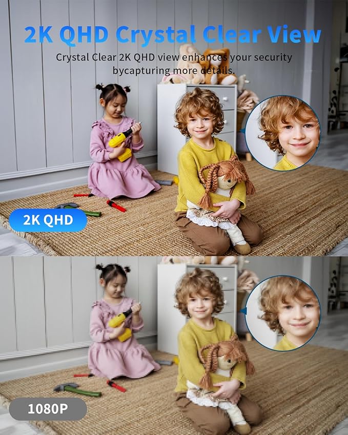 2K Indoor Security Camera for Home Security, AI Voice Change for 2-Way Talk, Motion Detection, Night Vision, 24/7 SD Recording/Cloud Storage, WiFi Home Camera (White)