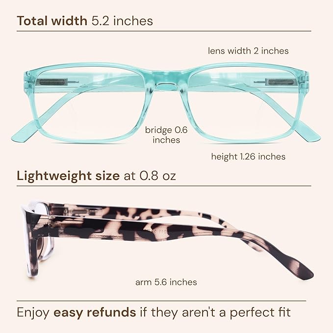 Gaoye Reading Glasses Blue Light Blocking, Spring Hinge Readers for Women Anti Glare Filter Lightweight Eyeglasses (5-Pack Mix Color 2, 1.25)