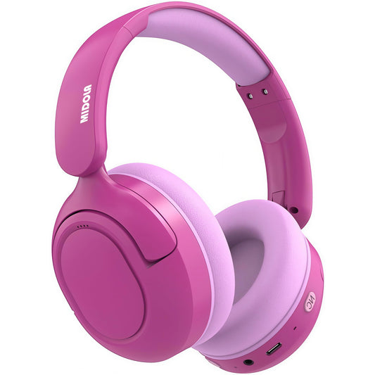 MIDOLA Kids Bluetooth Headphones Active Noise Cancelling Lightweight Wireless Headphone for Kid Volume Limited 85/94dB Foldable Over-Ear Headset with Mic,68 Hours Playtime,for Toddler Child Rose Pink