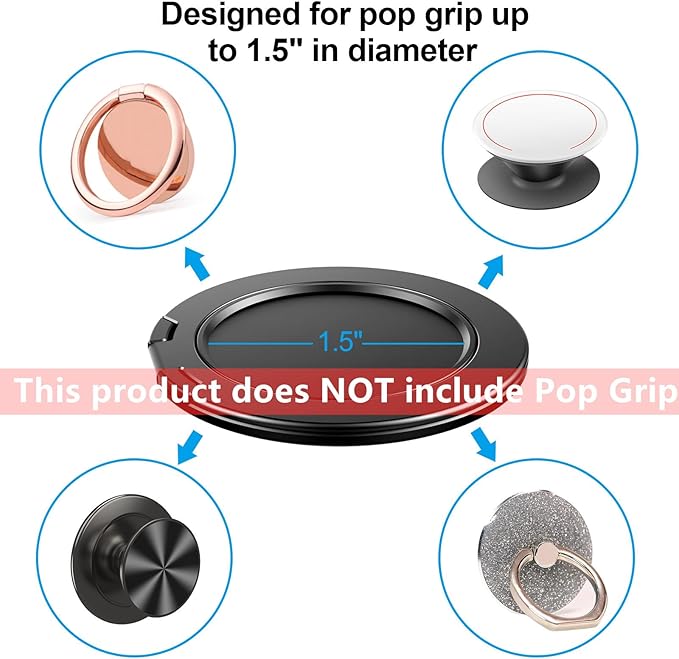 MINDSKY Dual-Sided Magnetic Phone Ring Holder Cell Phone Grip Stand Compatible with Magsafe Cases iPhone 12 13 14 15 Series (Dual Magnet)