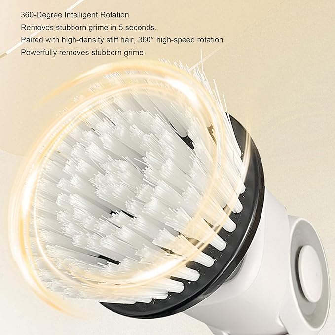 Dpofirs Electric Spin Scrubber, Cordless Cleaning Brush, Bathroom Shower Scrubber with Long Handle Adjustable, Power Cleaner with 8 Brush Heads, 3 Speeds