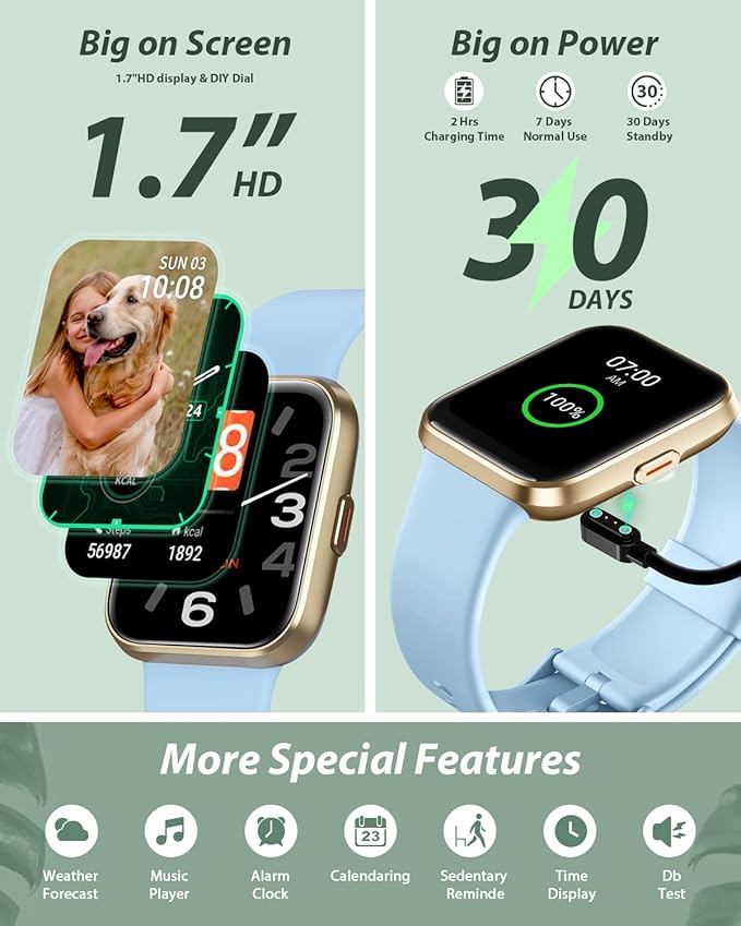 Tensky Smart Watch for Men Women(Call Receive/Dial), Alexa Built-in, 1.8" Touch Screen Fitness Tracker with Heart Rate Sleep Tracking, 100 Sports Modes, 3ATM Waterproof Smartwatch for Android iPhone