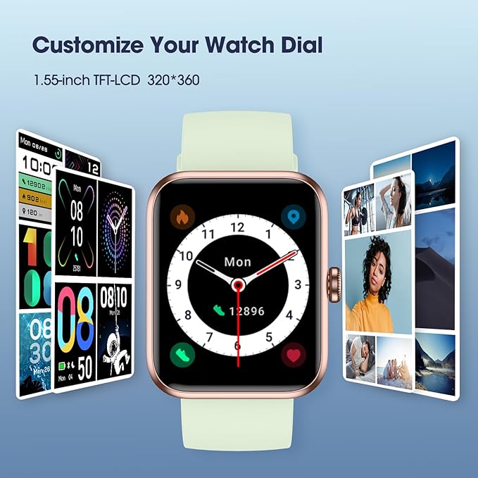 Smart Watch, Fitness Tracker with Heart Rate Monitor, Blood Oxygen, Sleep Tracking, 41mm Smartwatch Waterproof with Pedometer for Women Men Watch Compatible with Android iOS Phones