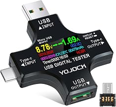 YOJOCK USB C Tester USB Power Meter 2 in 1 Digital Multimeter 3.6-32V 0-8.0A Voltage and Current Tester, Type C Voltmeter Battery Capacity Volt Ammeter Power Bank USB Cable Charger Detector - Image 1