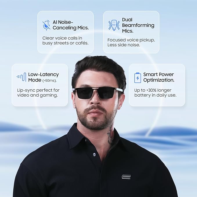 LIMU Gen 5 Smart Glasses, AI Glasses with Real-Time AI Interpreter - Open-Ear Bluetooth Glasses with Speakers, Aluminum-Magnesium Alloy Build, Auto On/Off, Magnetic Lenses for Women & Men
