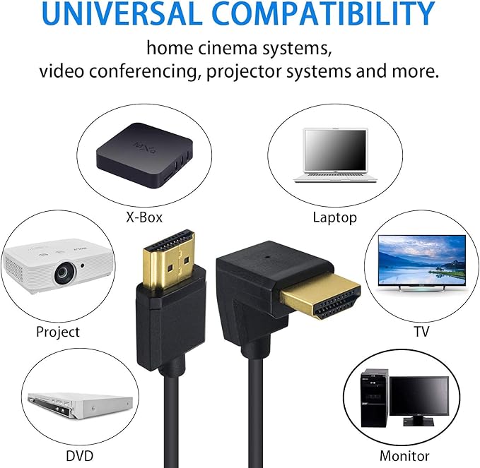 Duttek 4K Short HDMI Cable, Extreme Thin UP Angled HDMI Male to Male Coiled Cable for 3D and 4K Ultra HD TV Stick HDMI 2.0 Cord Extension Converter (1.2M/4FT)