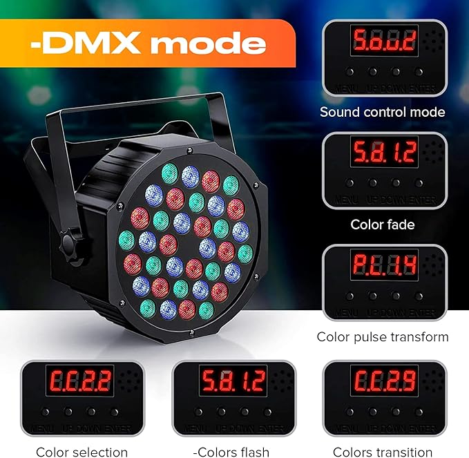 Rechargeable Stage Par Lights U`King RGB 36 LED Uplights Battery Powered with RGB 36W DJ Uplights Sound Activated Remote Control for Wedding DJ Disco Events Halloween Church Live Party