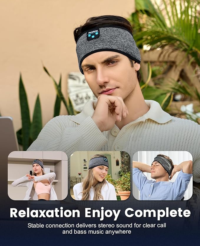 2 Pack Sleep Headphones Bluetooth 5.4 Headband, Sleeping Headband Headphones for Side Sleepers, Sweat Resistant Headband Earphones with Ultra-Thin Stereo Speakers for Sport Travel Yoga Airplane