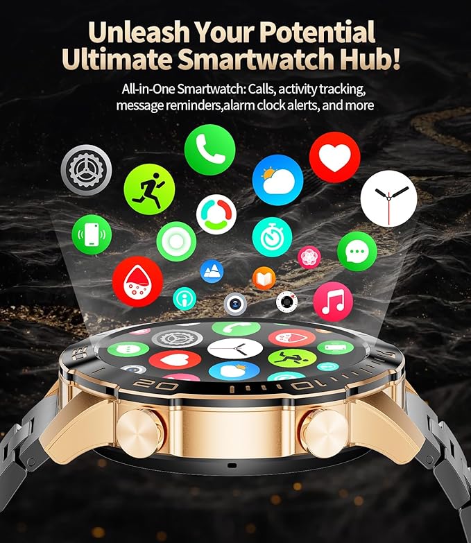 Military Smart Watch for Men(Answer/Calls),1.43''AMOLED Screen,500mAh 5ATM Waterproof,170 Sports Modes, Fitness Tracker Watch with Heart Rate/Sleep Tracking/Blood Pressure for Android/iOS,Smartwatch