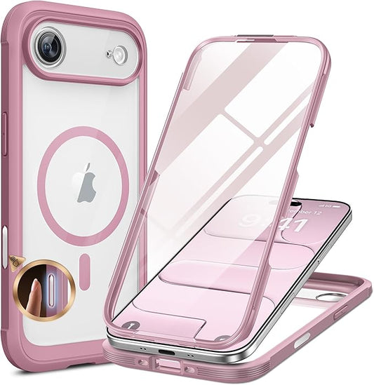 Miracase Magnetic for iPhone Air Case 6.5" [Compatible with MagSafe] Full-Body Phone Case with Built-in Glass Screen Protector & Camera Control,Drop Proof iPhone 17 Air Case Cover, Lilac