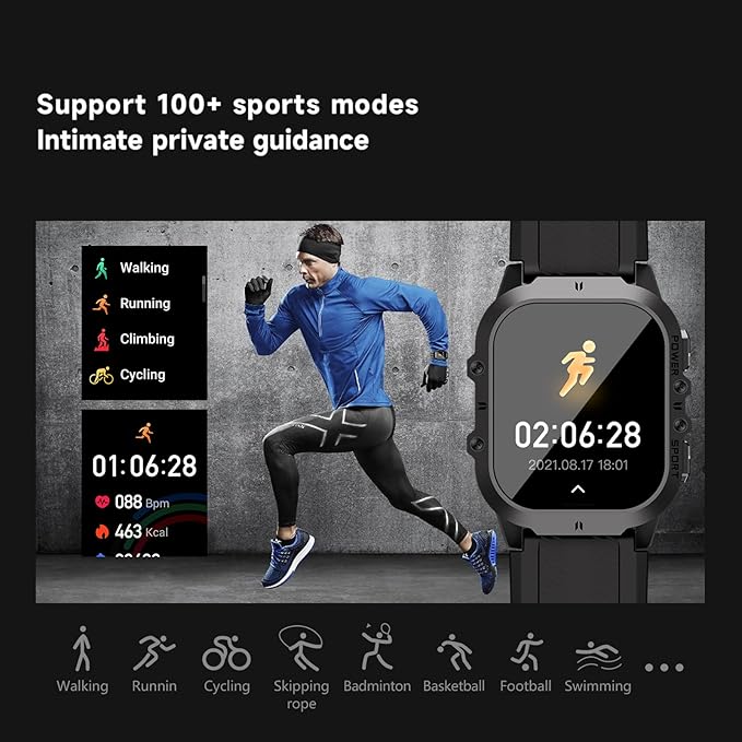 Smart Watches for Men, 1.96" HD AMOLED, Rugged Military (Answer/Calls/Dial) Fitness Tracker, Extra-Long Battery Life, AI Assistant/Sleep Monitor, 100+ Sport Modes, Black & Orange