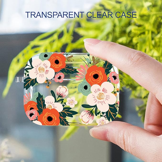 Maxjoy for AirPods Pro 2nd Generation Case, Clear AirPods Pro 2 Case for Women Men Cute Protective Soft AirPod Pro 2 Cover with Keychain Strap for AirPod Pro 2nd Gen Cover 2023/2022, Flower