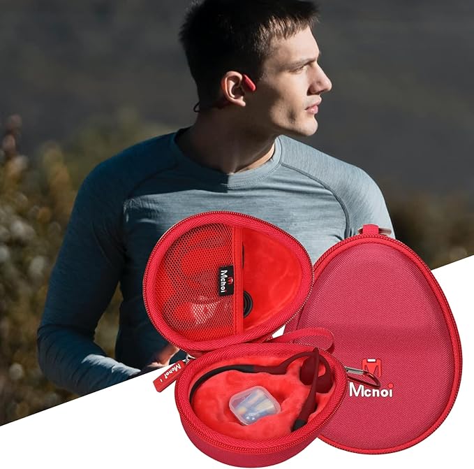 Mchoi Hard Case Fits for Aftershokz Aeropex/Aftershokz Titanium Mini/Aftershokz Air/Aftershokz Openmove/Openrun Pro, Open-Ear Wireless Bone Conduction Headphones, Red, Case Only