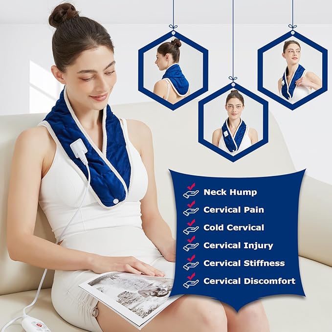 CAMECO Neck Heating Pad, 86℉ -158℉ & 30s Fast-Heating Heated Neck Shoulder Wrap for Women Men, Wearable Electric Neck Warmer, Gifts for Wife Mom,90 Minutes Auto Shut Off Timer