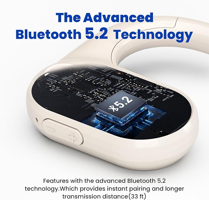 85dB Volume-Limited Kids Headphones, Wireless Bluetooth 5.2 Open-Ear Air Conduction Headphones, Lightweight Stereo Sound with Mic, 10H Playtime, USB Charging, Safe for School, Travel & Outdoor - White