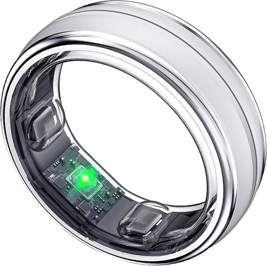 Smart Ring for Women Men, Minimalist Health Ring with Heart Rate, Step Counting, Calories, 5ATM Waterproof Smart Rings for iPhone and Android, No Subscription(Silver 10)