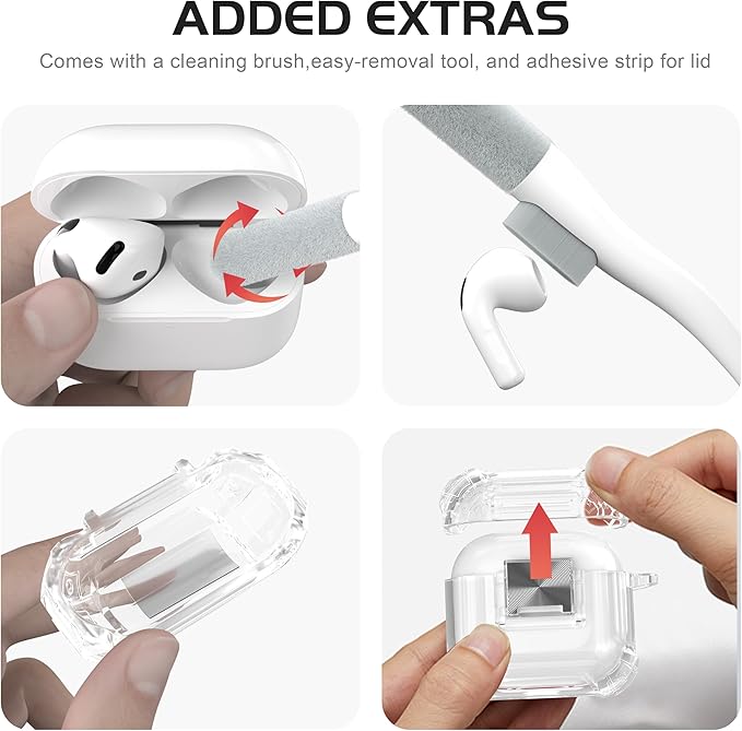 Valkit Compatible Airpods 4 Case Cover, Soft TPU Airpods 4th Generation Case with Cleaner Kit, Shockproof Protective Cases with Keychain for Apple AirPods 4 Gen Cases for Women Men(Lock Transparent)