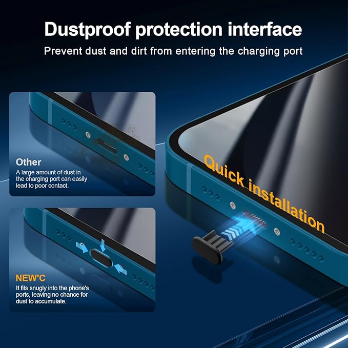 NEW'C 3x Privacy for iPhone 13 Screen Protector (6.1 inches)+ 3x Camera Lens Protector, Sensor Protection, Case Friendly Tempered Glass Film + Dust Plug- Enhanced Privacy Angle of 28 Degrees