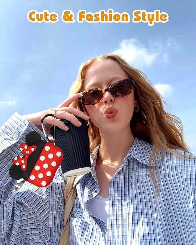 Boaretiu for AirPods Pro/Pro 2nd Generation Case - Cute Kawaii Red Bow with Keychain for AirPods Pro & Pro 2 Case Cover Funny 3D Soft Silicone Fun Cool for Girls Women Teens Boys