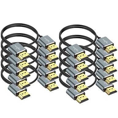 Twozoh Slim 4K HDMI Cable 1FT 10 Pack, Ultra Thin & Flexible Skinny HDMI to HDMI 2.0 Cord Support 4K/60HZ 18gbps Laptop, Monitor, PS5, PS4, Xbox One, Fire TV