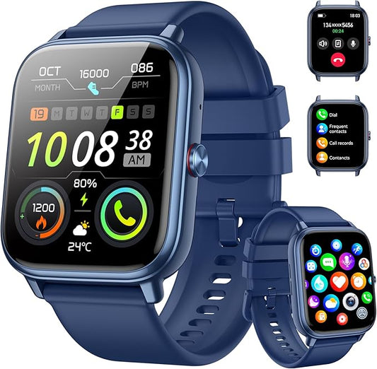 Smart Watch for Men Women, Fitness Tracker (Answer/Make Call), 1000 mAh Battery, 120+ Sport Modes, Step Counter/Sleep Monitor Fitness Watch, Smartwatch for Android/iPhone (Deep Blue)