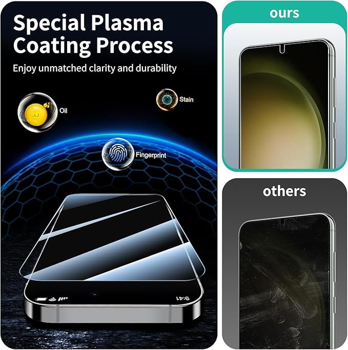 3*Screen Protector for Samsung Galaxy S22+/S22 Plus/S23+/S23 Plus with a Installation Alignment Aid, HD Tempered Glass Film, Impact-Protection [9H Hardness][Anti-Shatter][Anti-Scratch]